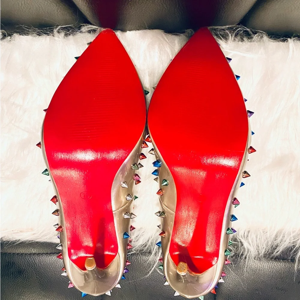 Women Custom Red Bottom Sexy Heels Pumps Studded Rivet Party Wedding Shoes - Picture 10 of 13